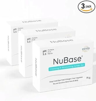 NuBase Daily Care Syndet Bar 75g – Pack of 3 | Gentle Hydrating Cleanser For Face & Body